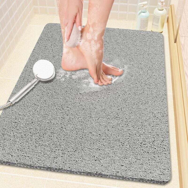 Dusch-/Badematte aus PVC (phthalatfrei), rutschfest, 61 x 40,6 cm, weiche Badematte mit Abfluss, für Badewanne und Badez...