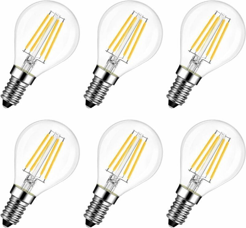 E14 6W LED-Lampe (ersetzt 60W), 2700K Warmweiß, MiNi Global Filament, ultrahelle 806lm, klarer rustikaler Lampenfilament...