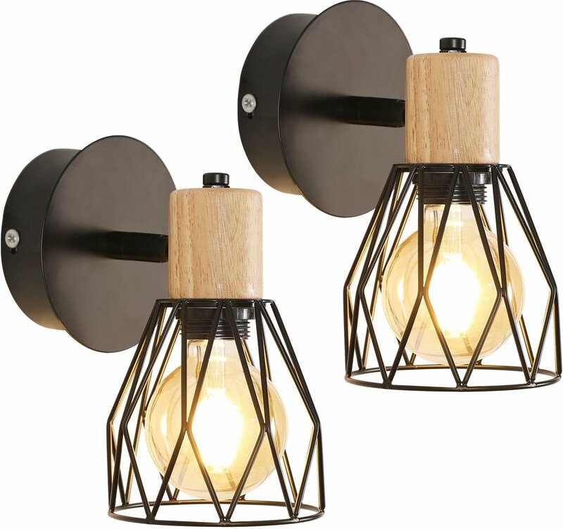 Comely - Komisch in der industriellen Wandleuchte für Innenausstattung, 2 Packung schwarze Wandlampe E27, einstellbare H...