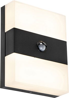Qazqa - Außenwandleuchte schwarz IP44 inkl. led mit Bewegungsmelder - Dualy