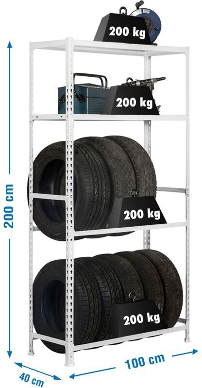 Thumbnail - Simonrack Weißes Metallregal 3 Ebenen robust