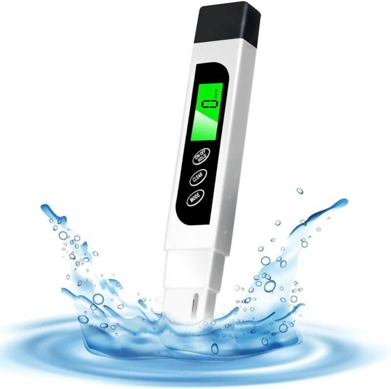 Wasserqualitätstester, genaues TDS-Messgerät, EC-Messgerät und Temperaturteststift mit hintergrundbeleuchtetem LCD für T...
