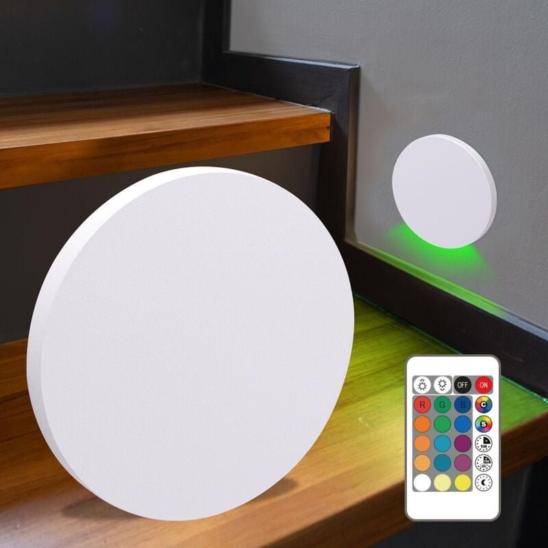 LED Treppenleuchte rund weiß - Lichtfarbe: Warmweiß bis Kaltweiß + RGB-Farben - Lichtaustritt: Kato