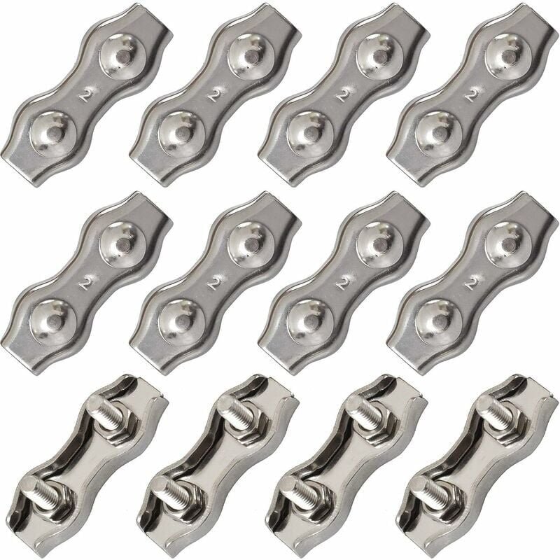 Thumbnail - Duplex-Kabelklemmen aus Edelstahl, Doppelkabelklemmen, Edelstahl-Seilverbinderklemme, Duplex-Kabelklemme, M2-Kabelklemme...