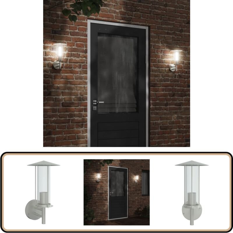 Außenwandleuchte Silbern Edelstahl - Outdoor-Beleuchtung - Wandleuchte - Edelstahl - Gartenleuchte - IP44