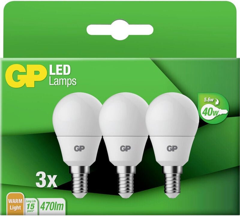 Gp Batteries - gp GPMGLE14STD854C3 led eek f (a - g) E14 Globeform 5.6 w = 40 w Warmweiß (ø x l) 45 mm x 84 mm 3 s