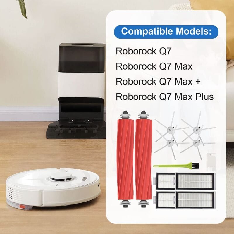 Zubehör-Set für Staubsauger Q7 Max Q7 Max Plus Q7 Max+, 2 Hauptbürsten, 4 Seitenbürsten, 4 HEPA-Filter, Ersatz-Zubehör-S...