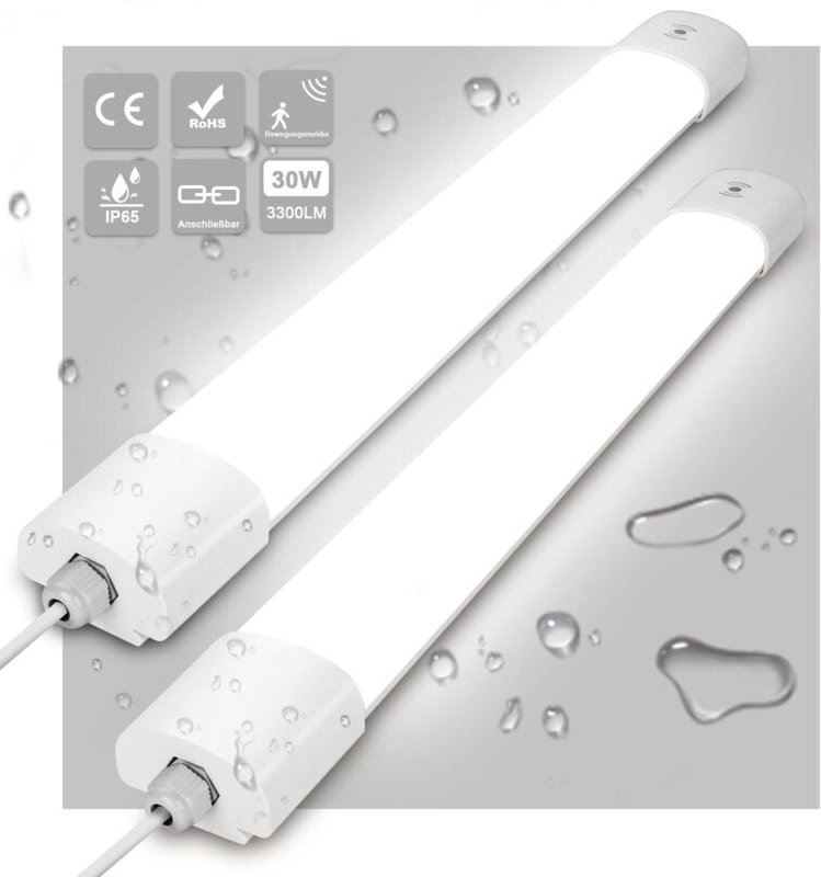 Deckenleuchte led Feuchtraumleuchte mit Bewegungsmelder 90cm 2PCS