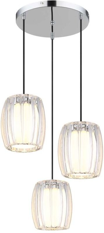 Pendelleuchte Hängeleuchte Deckenleuchte verchromt Acryl Glas 3-flammig H 120 cm