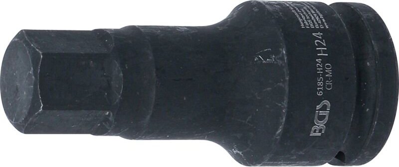 BGS 6185-H24 Kraft-Bit-Einsatz, Länge 100 mm, Antr ieb Innenvierkant 20 mm (3/4"), Innensechskant 24