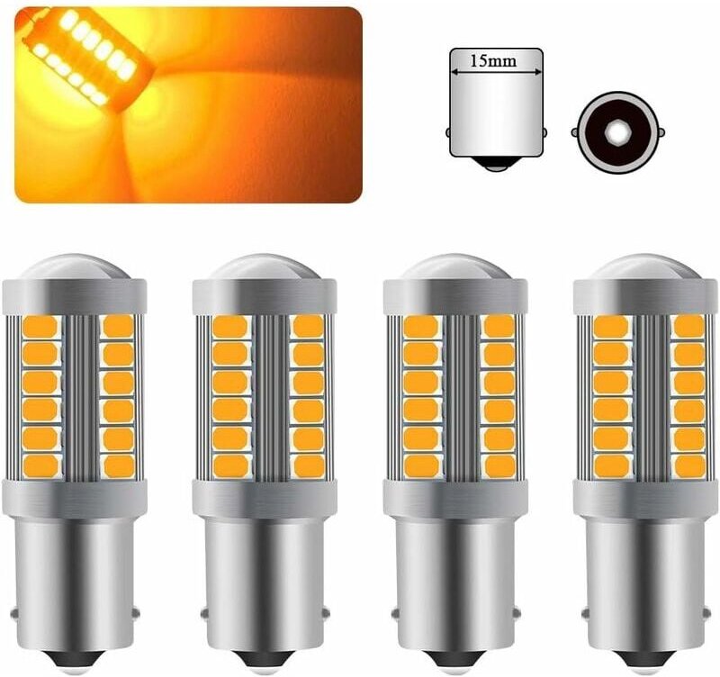 Ymyny - 1156BA15S P21W LED-Glühbirne, bernsteinfarben, gelb, superhell, 6000 k, 5630 33 smd, Blinkerlicht vorne und hint...
