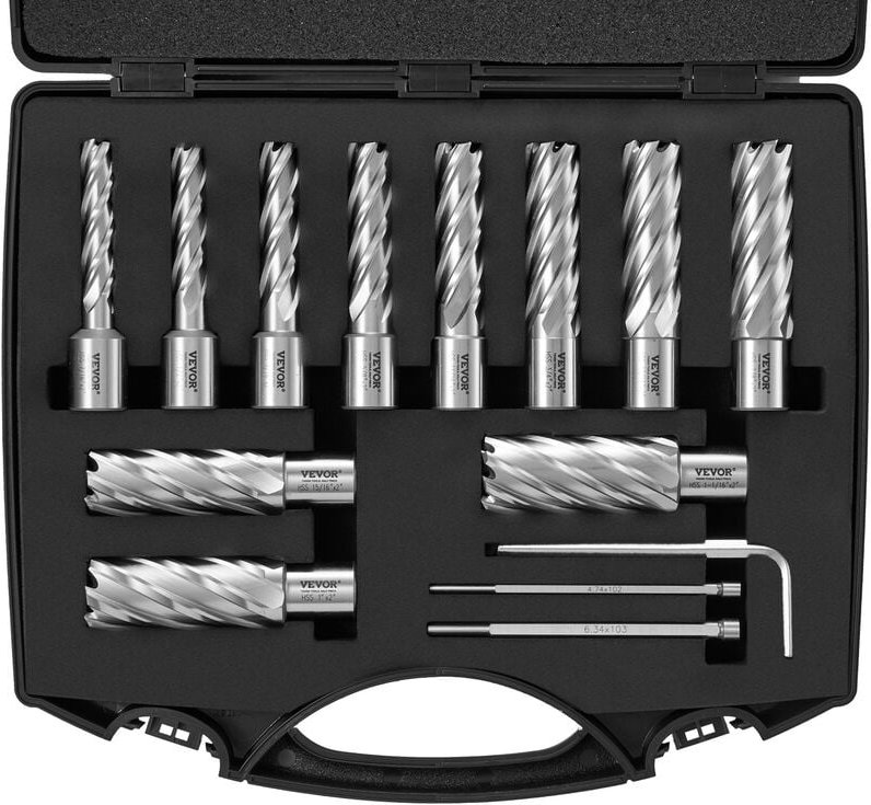 Kronenbohrer-Set Metall 13 tlg. 7/16, 1/2, 9/16, 11/16, 5/8, 3/4, 13/16, 7/8, 15/16, 1, 1-1/16 Zoll, Kernbohrer-Satz 50,...