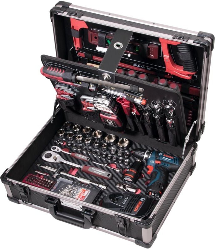 Pro-Line Werkzeugkoffer Kraftwerk 264-teilig + bosch Bohrschrauber 1/4 1/2 - 3949