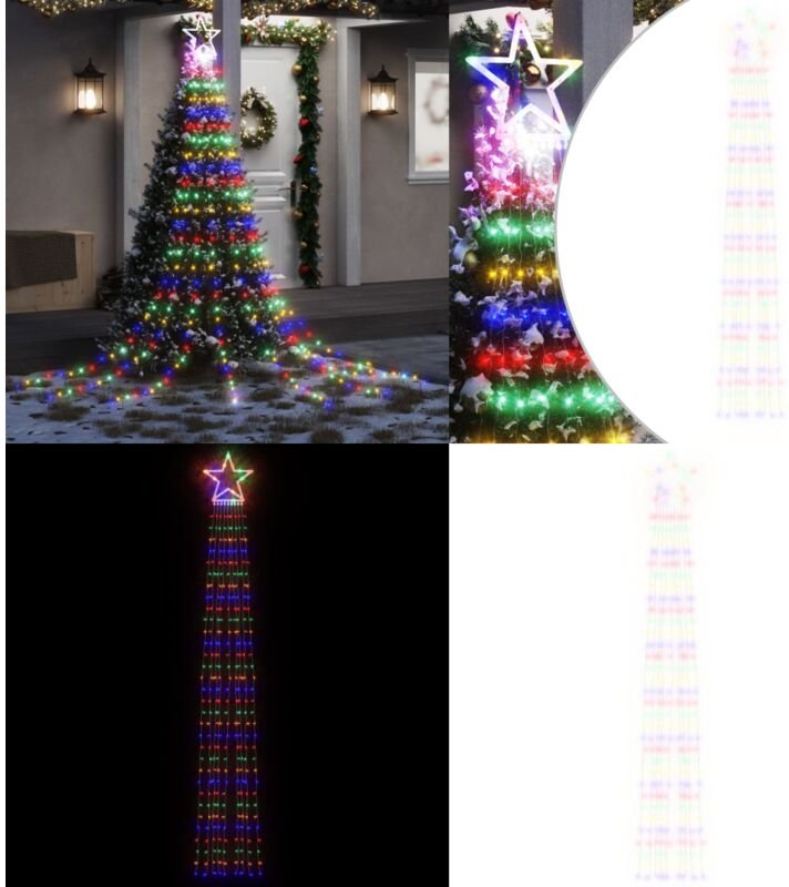Weihnachtsbaum-Beleuchtung 320 LEDs Mehrfarbig 375 cm - Weihnachtsschmuck - LED-Lichtringe - Sternenhimmel - Outdoor-Dek...