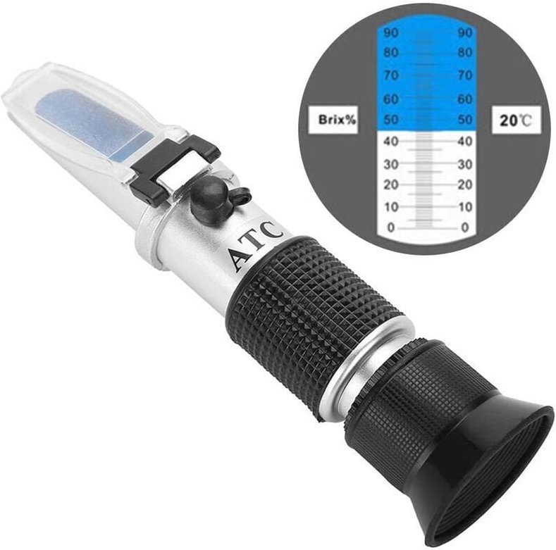 Brix-Messgerät, 0–90 % Brix-Messgerät, Handrefraktometer, Messgerät, Heim-Brix-Messgerät, Brix-Messgerät, ATC-Temperatur...