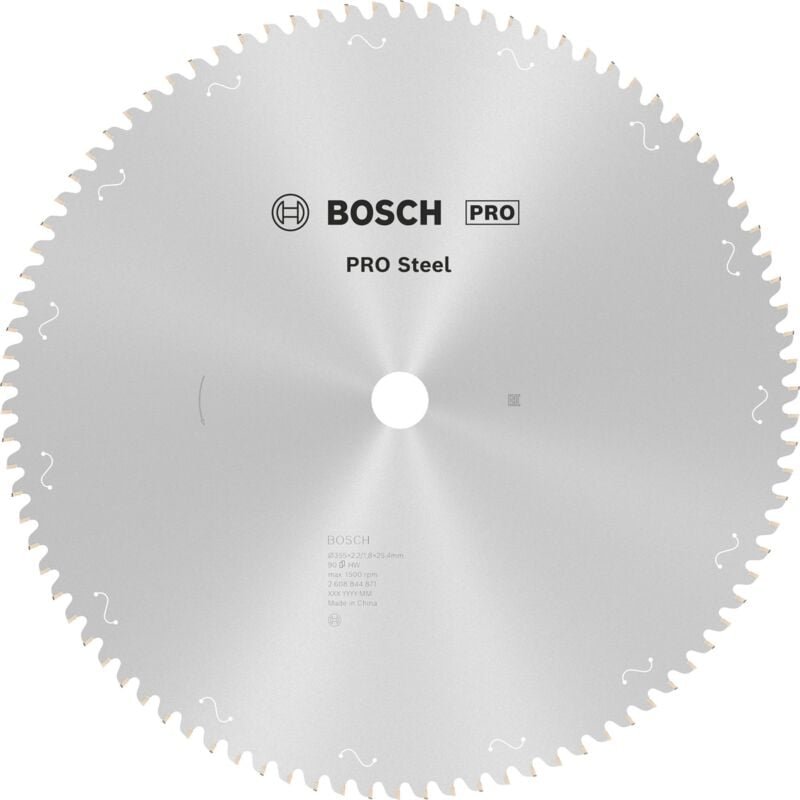 Bosch PRO Steel Sägeblatt Kreissägeblatt für Kreissägen, Netz- / kabelgebunden, 355 x 2,2 x 25,4 mm, T90