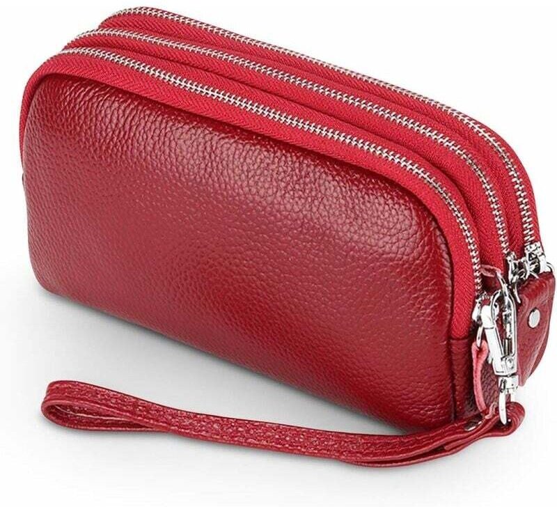 Damen-Geldbörse aus echtem Leder (Rot) - Fei Yu