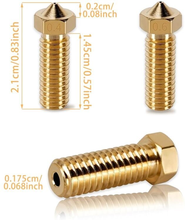 Thumbnail - 10 Stück Messingdüsen für 3D-Drucker – Messingdüsen – Extruderdüsen für 2 (0,4 mm, 0,6 mm)