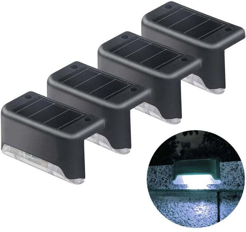 4-teiliges Solar-Terrassenleuchten-Set, Solar-Stufenleuchten, wasserdichte LED-Solarleuchten, Solarleuchten für Garten, ...
