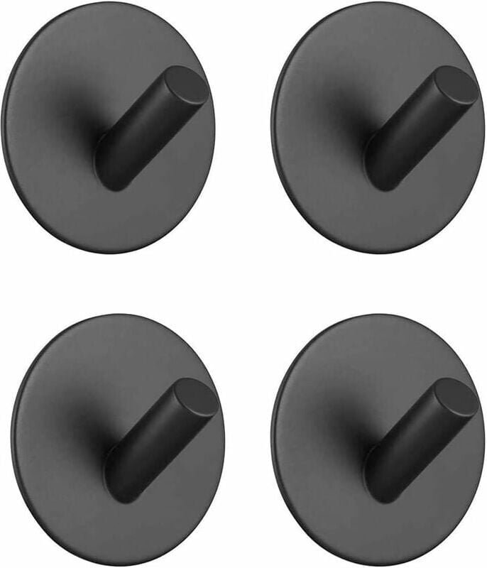 4er-Pack schwarze Klebehaken, Handtuchhaken aus Edelstahl für Badezimmer, Küche, Toilette, Schrank