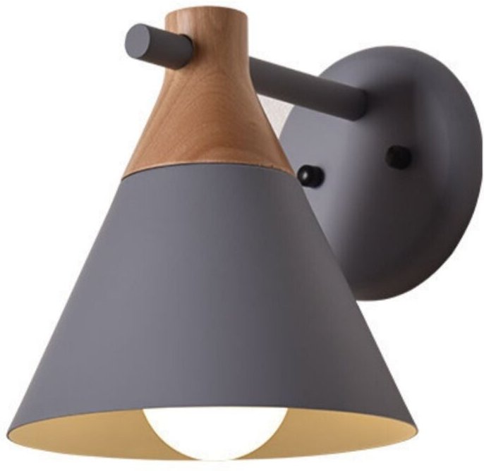 Moderne Industrielle Wandlampe Holz Metall Wandleuchte Grau Innen Wandbeleuchtung für Schlafzimmer Wohnzimmer Flur
