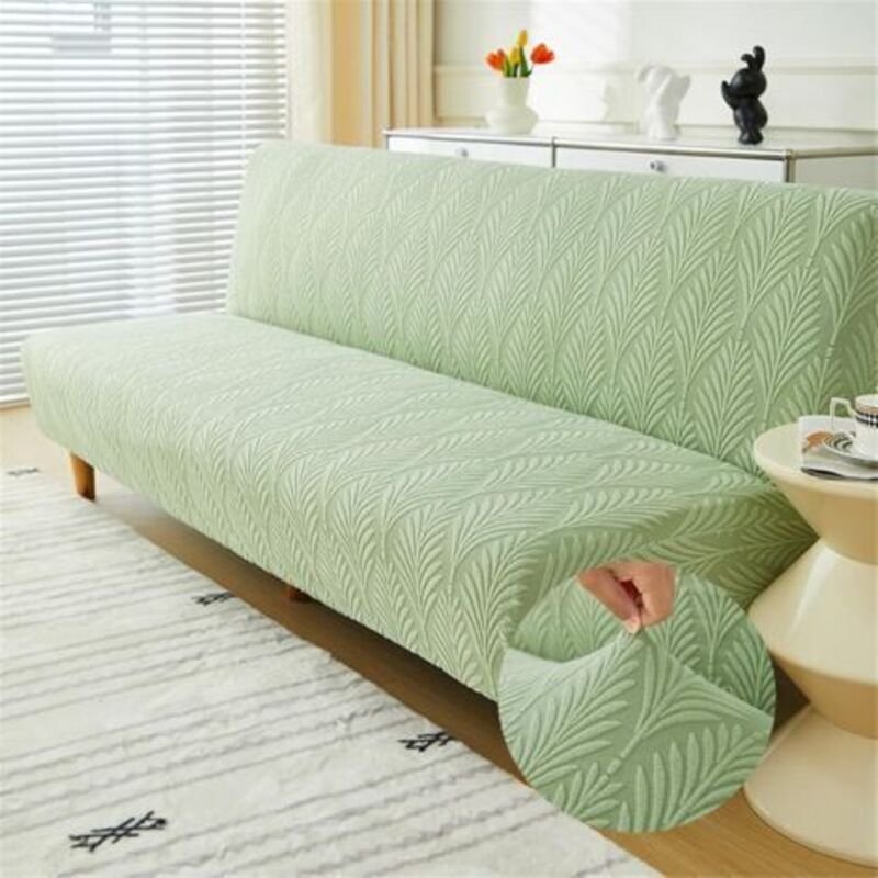 Elastischer Click-Clack-Sofabezug für 2-/3-Sitzer-Sofas, Jacquard-Blattmuster, armloser Sofabezug, vollständiger Bezug f...