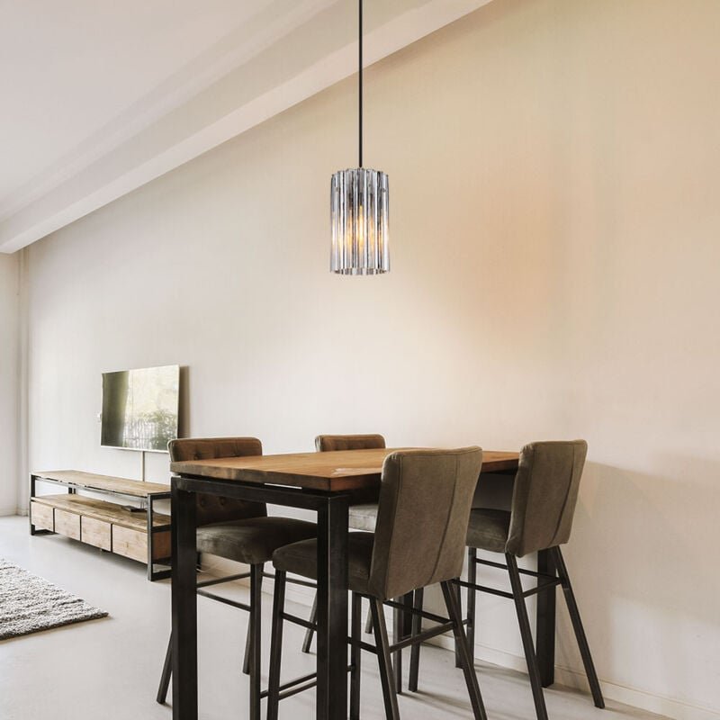 Thumbnail - Pendelleuchte Hängelampe Esszimmerlampe Deckenleuchte Metall Glas klar d 11,5 cm