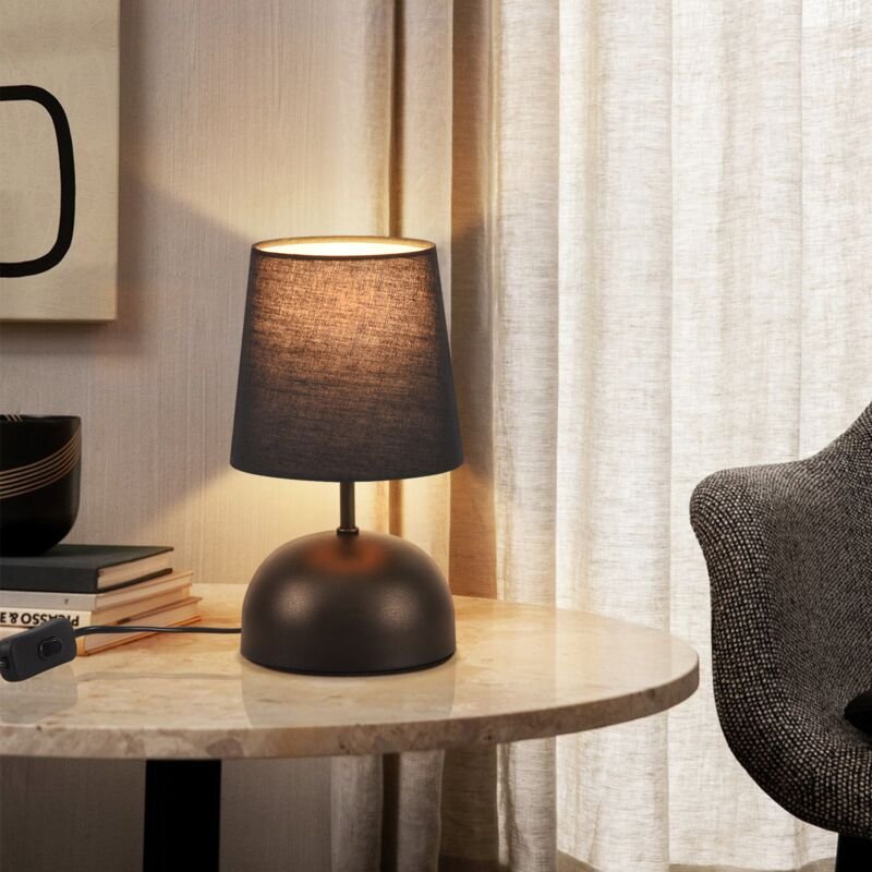 Nachttischlampe Set Tischlampe mit Kabel - Tischleuchte Weiß Stoff Nachtlampe Modern Schlafzimmer Bettlampe Design Klein...