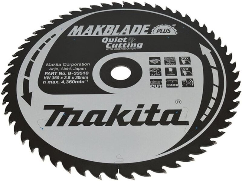 B-33510 Kreissägeblatt tct 350 x 30 mm 56T Holz - Makita