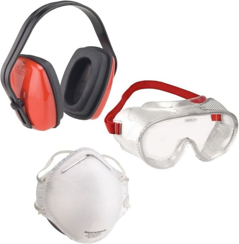 Arbeitsschutz-Set 3-teilig Brille Gehörschutz Maske Arbeitskleidung