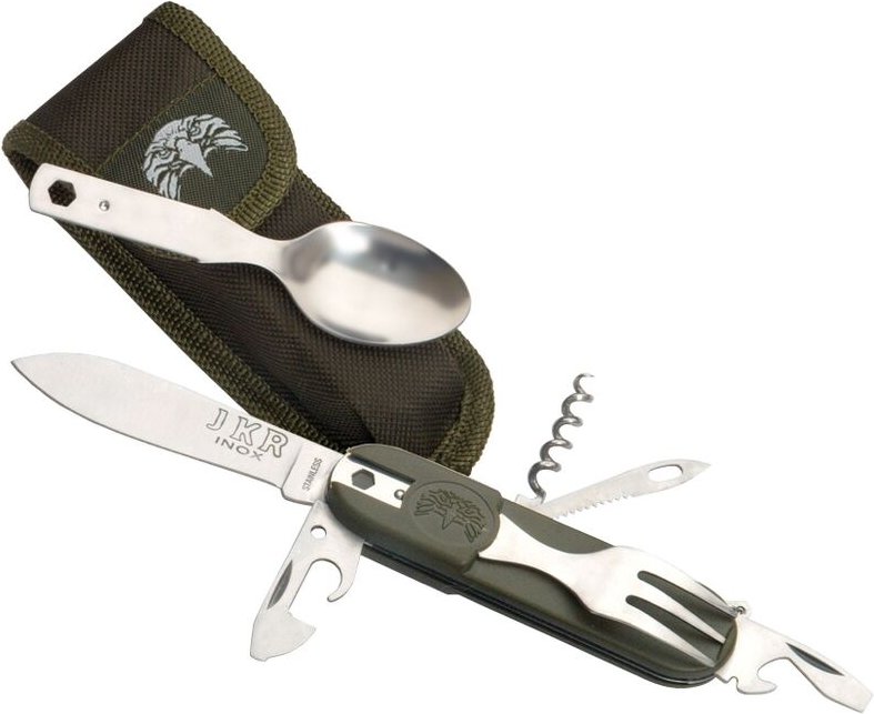 Joker - Mehrzweckmesser, Campingbesteck mit mango Faser 8 cm mit Bezug JKR0123