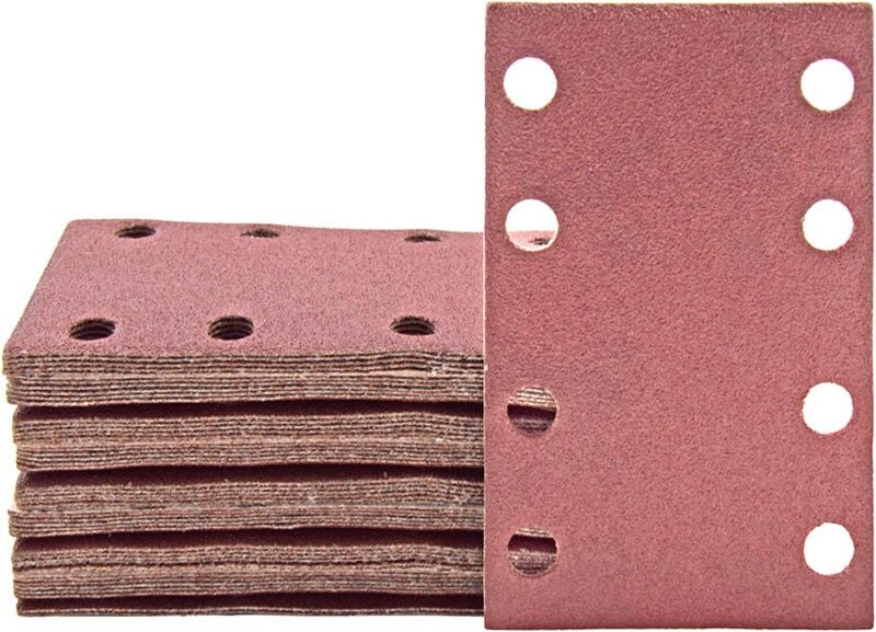 Fox Klett-Schleifblätter, 133 x 80 mm, 8-Loch, f. Schwingschleifer, Normalkorund (50 Stk.) K120 - Miotools