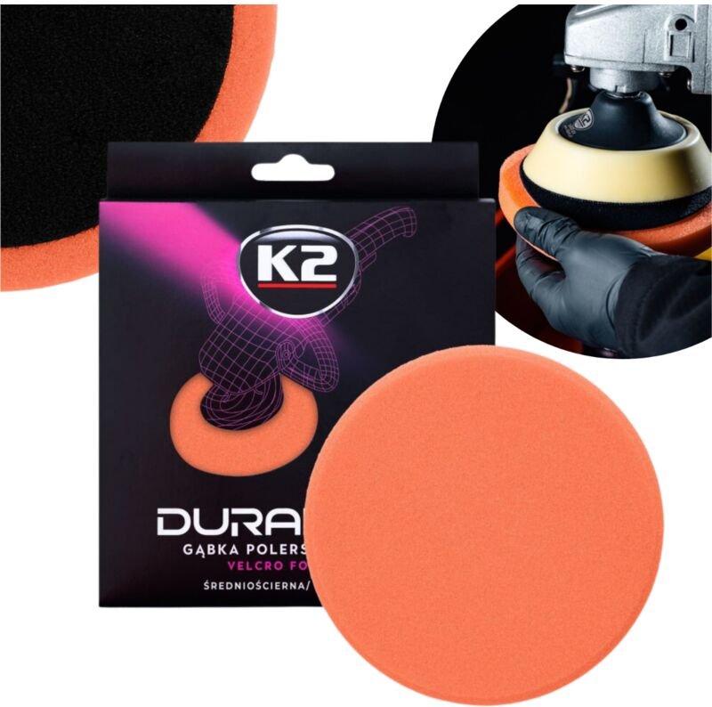 K2 - gąbka średniościerna, twarda. duraflex - pomarańczowa gąbka polerska na rzep