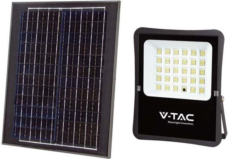 V-tac - LED-Flutlicht mit Fernbedienung und Solarpanel, 20 w, Kaltweiß