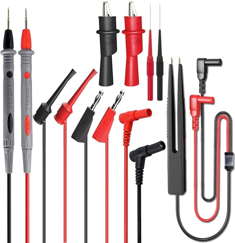 Thumbnail - Messleitungssatz, 14-in-1-Messleitung für elektrische Multimeter mit Krokodilklemmen, Prüfspitze, Bananenstecker, Multim...