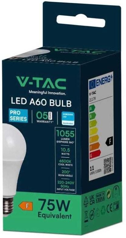 V-tac - Led-lampe a60 chip samsung 10,5w e27 6500k vt-211 - 21179