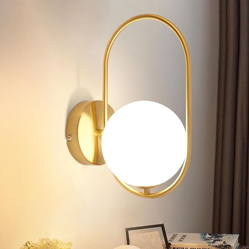 Thumbnail - Wandleuchte Innen Wandlampe Modern - Gold aus Glas G9 Metall Design Wandbeleuchtung Badezimmer Vintage Kreatives Bettlam...