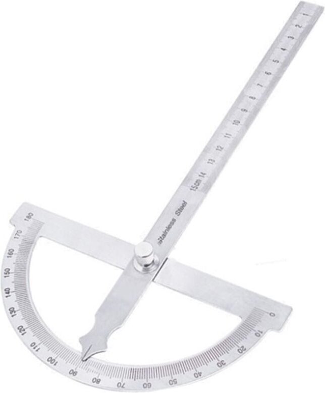 Linghhang - Goniometer - 180-Grad-Halbkreis - Einarmiger Winkelmesser aus Edelstahl für die Holzbearbeitung