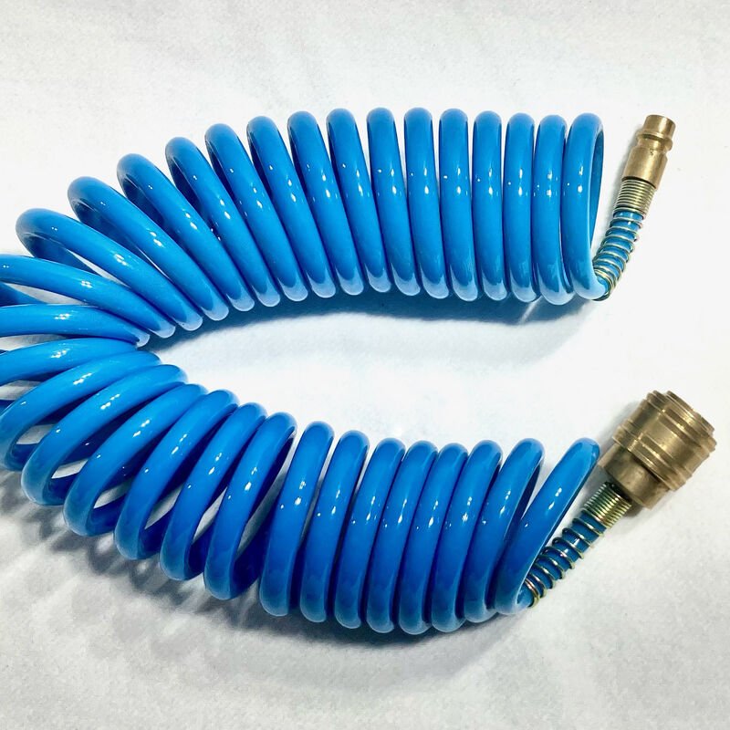 Apex - Spiralschlauch 15 m mit Kupplung und Tülle für Druckluft Luftschlauch Schlauch