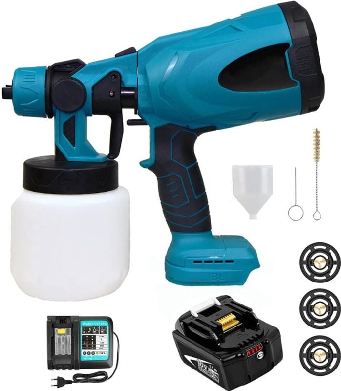 Akku Farbsprühsystem,Elektrische Farbpistole, zum Streichen von Wänden, Decken, Möbeln, Gartenzaun, Batterie-Farbsprühsy...