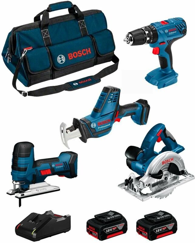 Thumbnail - Bosch - Kit 18V BK403BAG (gsa 18 v-li c + gst 18 v-li s + gks 18 v-li + gsb 18V-21 + 2 x 4,0 Ah + GAL18V-40 + Tasche)