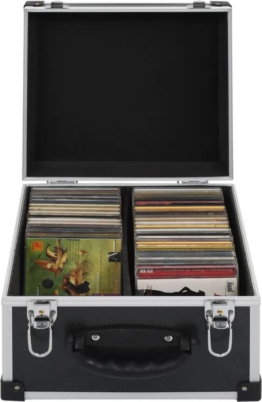 CD-Koffer für 40 CDs Aluminium abs Schwarz Vidaxl