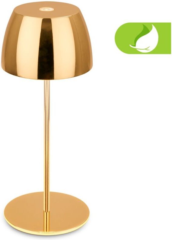 Briloner - Serina Mini led Tischlampe kabellos IP44, Dimmbar, Touch, Spritzwasserschutz, akku, gold, Ø8 x 20 cm