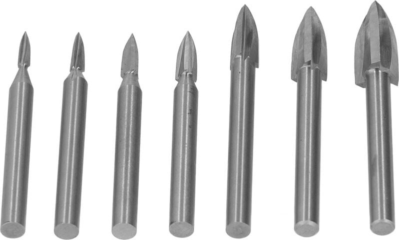 7-teiliger Gravurbohrer, 6 mm Schaft, Schnellarbeitsstahl, Schnitzwerkzeug für die Holzbearbeitung