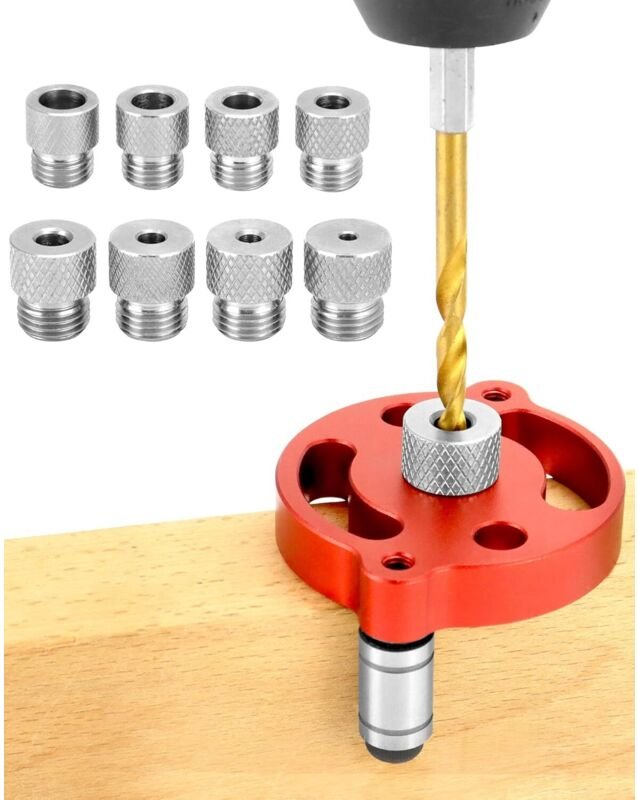 ® Holzbearbeitungs Bohrhilfe, Bohrlocher Mittenfinder mit 3/4/5/6/7/8/9/10 mm Bohrbuchsen