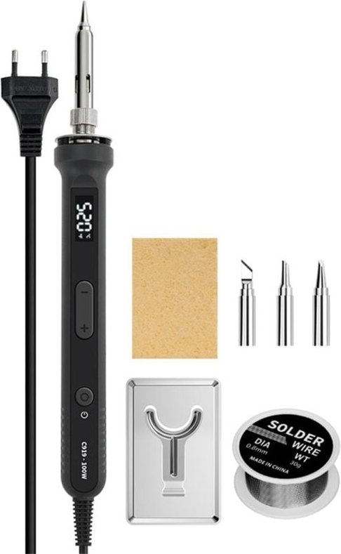 Digitales elektrisches Lötkolben-Kit, Temperatur einstellbar, EU-Stecker