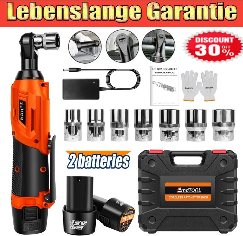 Dayplus - Akku-Ratsche Ratschenschlüssel Elektrische Knarrenschlüssel Satz 3/8'' 360Nm diy