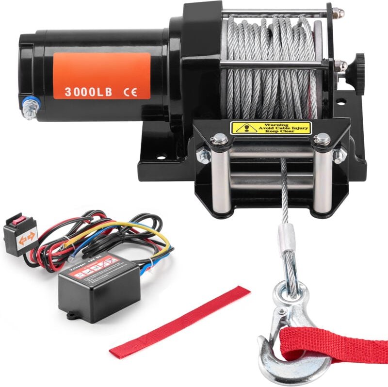 Thumbnail - Mophorn 3000 lb elektrische Seilwinde, 12 V DC, ATV/UTV-Abschleppwinde, 39 ft Stahlkabel, IP55 wasserdicht, Rollenseilfü...
