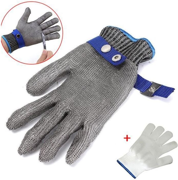 Crediri Schnittfester Metzgerhandschuh – Edelstahl – Größe l – Grau