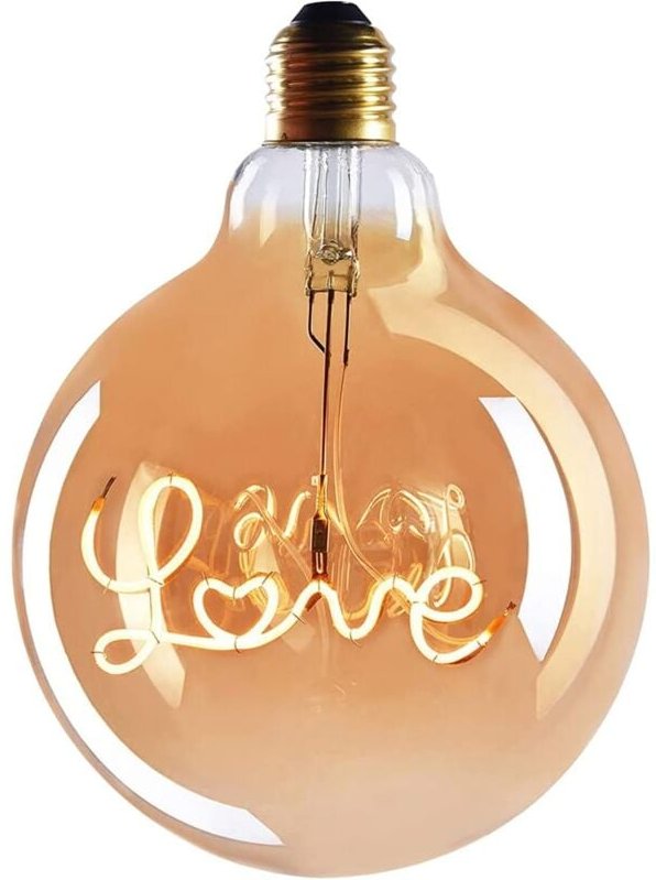 Jusch - 1x love E27 Edison-Röhren-LED-Glühbirne – E27-Fassung – Dimmbare LED-Glühbirne – 4 w, Warmweiß, 230 v, EL27 –